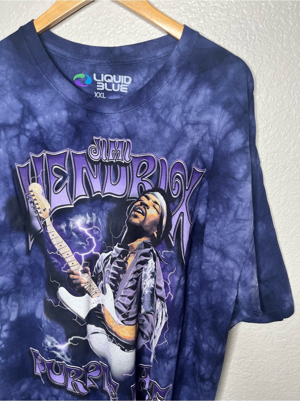 Jimi Hendrix Purple Haze‎ Liquid Blue Tie Dye Band Tee Shirt XXL Graphic T-Shirt - Picture 5 of 5